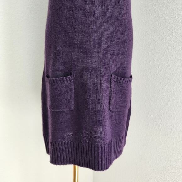 Y2K She's Cool Purple Cable Knit Sweater Dress Short Sleeve Whimsigoth Winter S - Picture 3 of 11